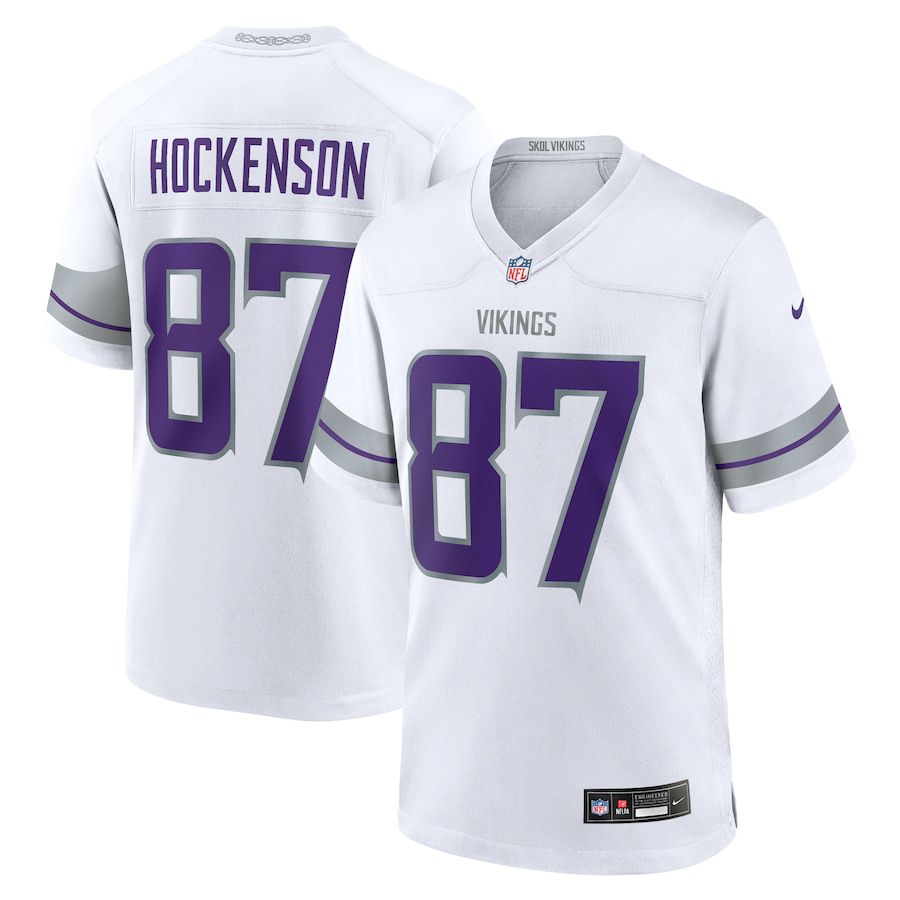 Men Minnesota Vikings #87 T.J. Hockenson Nike White Alternate Game Player NFL Jersey->minnesota vikings->NFL Jersey
